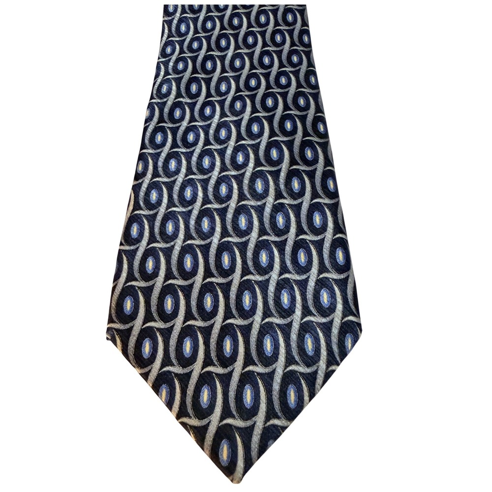 Jos. A. Bank Silk Necktie Navy Silver Geometric Executive Collection Tie